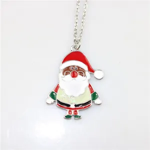 Kerst Kerstman geëmailleerde hanger ketting, feestelijke metalen choker sieraden.
