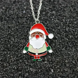 Kerst Kerstman geëmailleerde hanger ketting met zilveren ketting feestelijke mode sieraden.