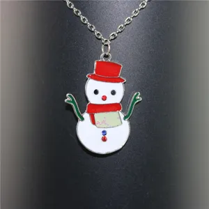 Kerst sneeuwpop hanger ketting, schattige emaille sieraden voor feestelijke dagen en stijl.