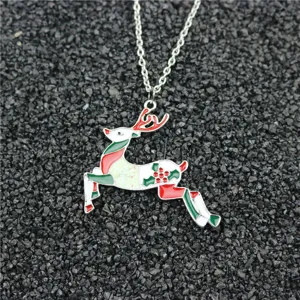 Kerst rendier hanger ketting, feestelijk emaille metaal sieraden accessoire voor dames.