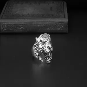 Vintage Gothic Tiger Head Ring Unisex Punk Animal Statement Jewelry Fashion Accessory
