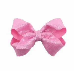 Roze pailletten haarstrik detailweergave, grote glitter haarspeld voor meisjes en dames dagelijks.