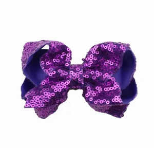 Paarse pailletten strik haarspeld voor dames en meisjes, glinsterend haaraccessoire voor dag.