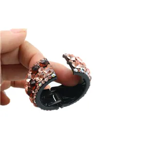 Stylish sparkling rhinestone round hair clip ponytail holder for fashionable women daily wear.
