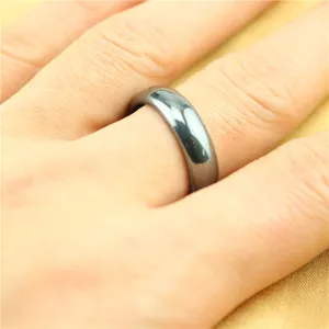 Close-up detail shot of smooth magnetic ring worn on finger, minimalist style daily jewelry.