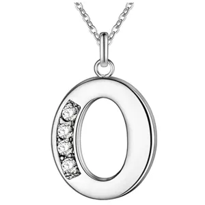 Zilveren letter O hanger ketting met sprankelende stenen mode sieraden accessoire