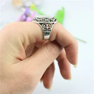 Vintage zilverkleurige filigraan kattenoog steen ring vrouwen boho mode sieraden detail