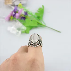 Vintage verzilverde markies kattenoog steen ring gotische holle tak ring statement sieraden
