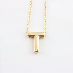 Gouden letter T hanger ketting eenvoudige delicate alfabet sieraden voor dames mooi