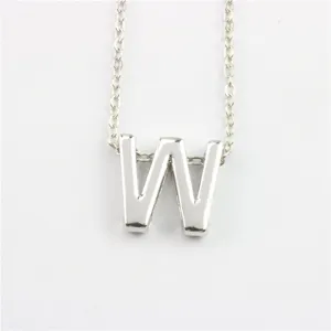 Zilveren letter W hanger ketting, minimalistische mode sleutelbeen ketting voor dames en meisjes.