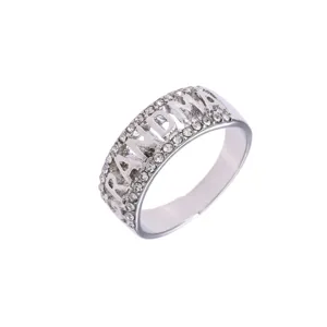 Zilveren strass oma letter ring prachtig hol ontwerp moederdag cadeau sieraden accessoire