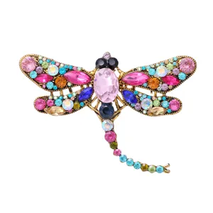 Mode Koreaanse Stijl Legering Strass Libel Broche Volledige Kristal Marquise Ingelegde Dier Broche Voor Vrouwen Huwelijk Feest Sieraden