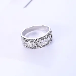Zilveren strass GRANDMA letter ring moederdag cadeau fashion sieraden chic