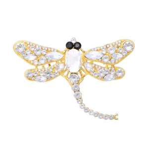 Elegante kristallen libelle broche goudkleurig strass insect sieraden voor dames mode