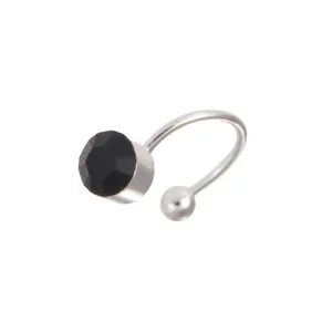 Korean fashion U-shaped ear cuff non-pierced cartilage clip with black crystal rhinestone.