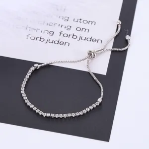 Elegante bracciale tennis strass cristallo argento regolabile gioiello donna regalo