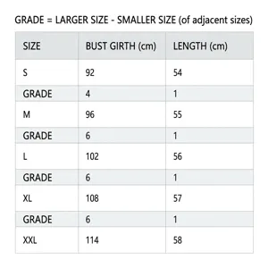 Tabla de tallas y detalles completos de medidas para chaqueta blazer corta de mujer.