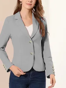 Chaqueta de blazer de manga larga con solapa y ajuste delgado casual para mujer oficina