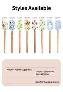 Silicone spatula wooden handle cake cream scraper heat-resistant baking tool assorted styles.