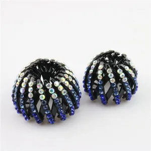Rhinestone bird nest hair claw clip bun maker detail view for stylish hair styling tools.