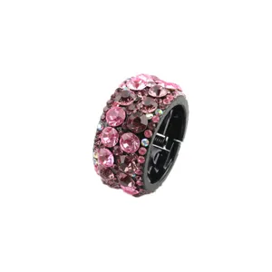 Pink rhinestone round ponytail hair clip detail view sparkling fashion accessory for women girls