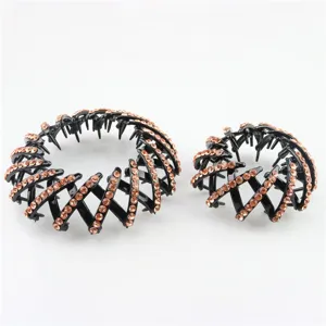 Sparkling rhinestone bird's nest hair clip set, elegant bun maker styling tool for women.