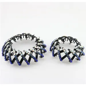 Fashion rhinestone bird's nest hair claw clip bun maker styling tool set, black hair accessories.