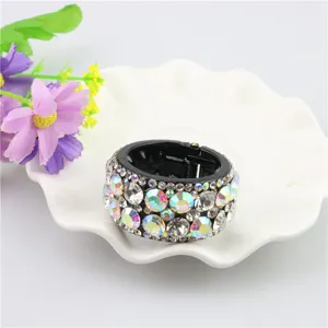 Korean fashion rhinestone hair clip sparkling crystal ponytail buckle circular hairpin for women