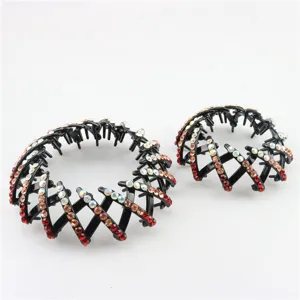 Rhinestone hair bun maker bird nest hair clip expandable ponytail holder hair accessories