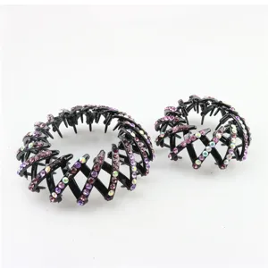 Expandable hair claw clips crystal rhinestone bun maker magic hair styling tools set.