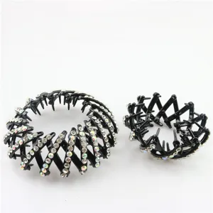 Rhinestone expandable hair bun maker bird nest hair clip styling tool for women girls.