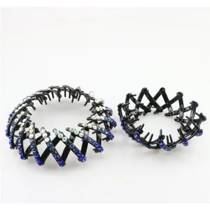 Crystal rhinestone bird nest hair clip expandable bun maker ponytail holder fashion hair accessory