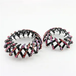 Rhinestone bird's nest hair clip bun maker sparkling crystal ponytail holder fashion hair accessories