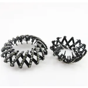Black rhinestone hair bun maker bird nest hair clips elegant women hair styling tool
