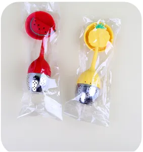 Stainless steel silicone fruit tea infuser set, cute watermelon and pineapple shape.
