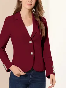 Chaqueta blazer mujer entallada liso solapa manga larga con botones elegante prenda exterior