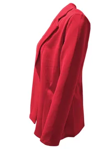 Dames effen lange blazer jas open voorkant elegante bovenkleding voor dagelijks gebruik