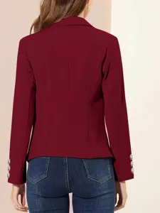 Mujer color sólido manga larga blazer chaqueta casual slim fit corta prenda superior
