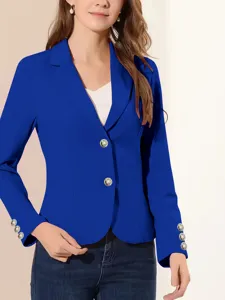 Mujer chaqueta blazer slim de color solapa manga larga con botones para otono primavera.