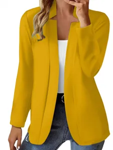 Donna Manica Lunga Unita Aperta Davanti Blazer Giacca Elegante Stile Moda Capospalla