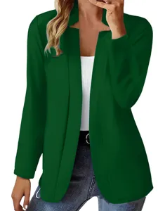 Donne colore solido manica lunga giacca blazer casual aperta vista dettaglio.