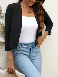 Damen Casual Langarm Offene Vorderseite Gestrickte Cardigan Einfarbig Regular Fit Mode Bekleidung Outerwear