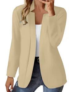 Donna colore unito manica lunga blazer aperto giacca casual elegante per ufficio top