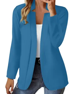 Giacca blazer lunga aperta blu casual elegante top capospalla autunnale donna chic