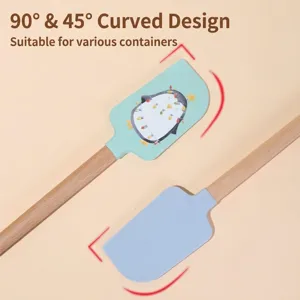 Silicone baking spatula with wooden handle, heat resistant cream scraper for cake cooking tools