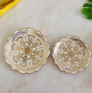 Rose Gold Foil Disposable Paper Tableware Set Party Cake Plates Cups Napkins Festival Celebration Supplies