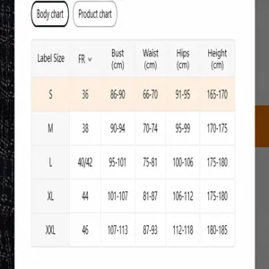 Size chart for women casual plaid cardigan blazer, detailed body measurements for S to XXL.