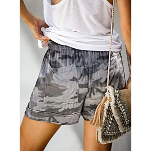 Women casual high waist camo shorts loose summer wear wide leg streetwear pockets.