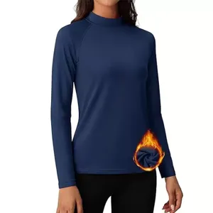 Top térmico mujer azul marino cuello alto manga larga ajuste slim prenda interior invierno