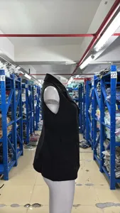 Damen Mode Revers ärmellose Weste lässige schwarze Oberbekleidung für die Herbst und Wintersaison